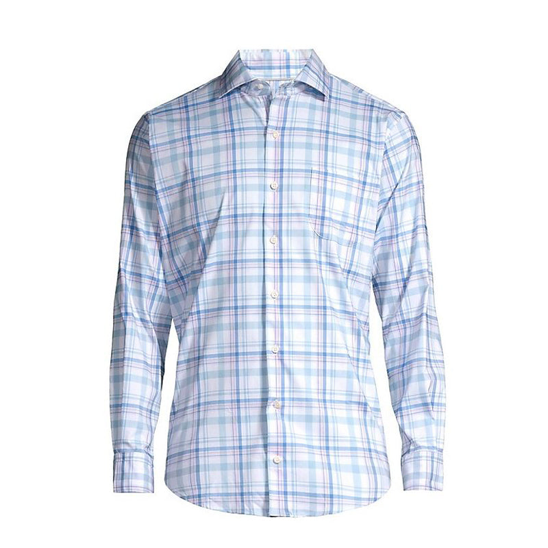 PETER MILLAR Cottage Blue Payson Cotton-Stretch Men's Polo (Gottage Blue)