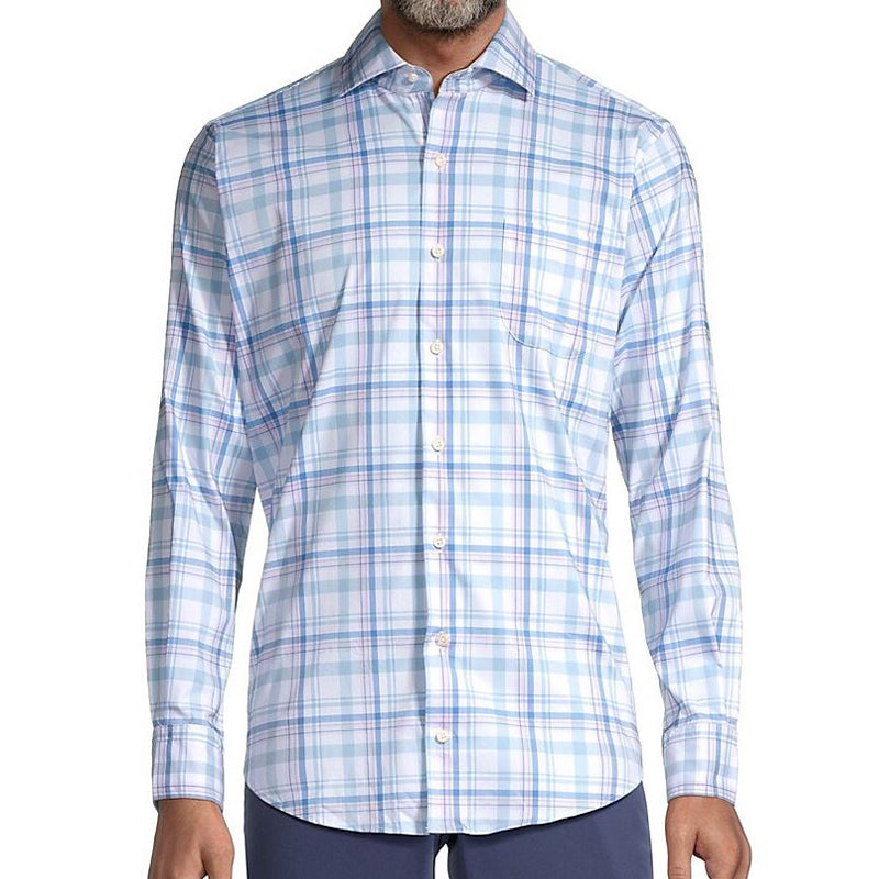 PETER MILLAR Cottage Blue Payson Cotton-Stretch Men's Polo (Gottage Blue)
