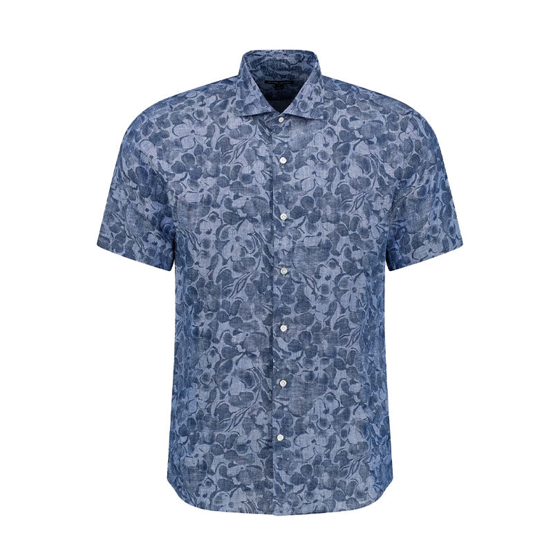 PETER MILLAR Amalfi Linen Men's Sport Shirt (Indigo)