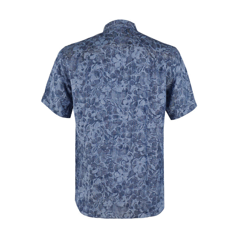 PETER MILLAR Amalfi Linen Men's Sport Shirt (Indigo)
