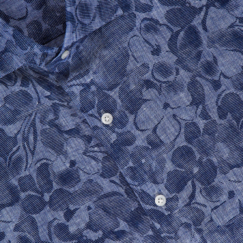 PETER MILLAR Amalfi Linen Men's Sport Shirt (Indigo)