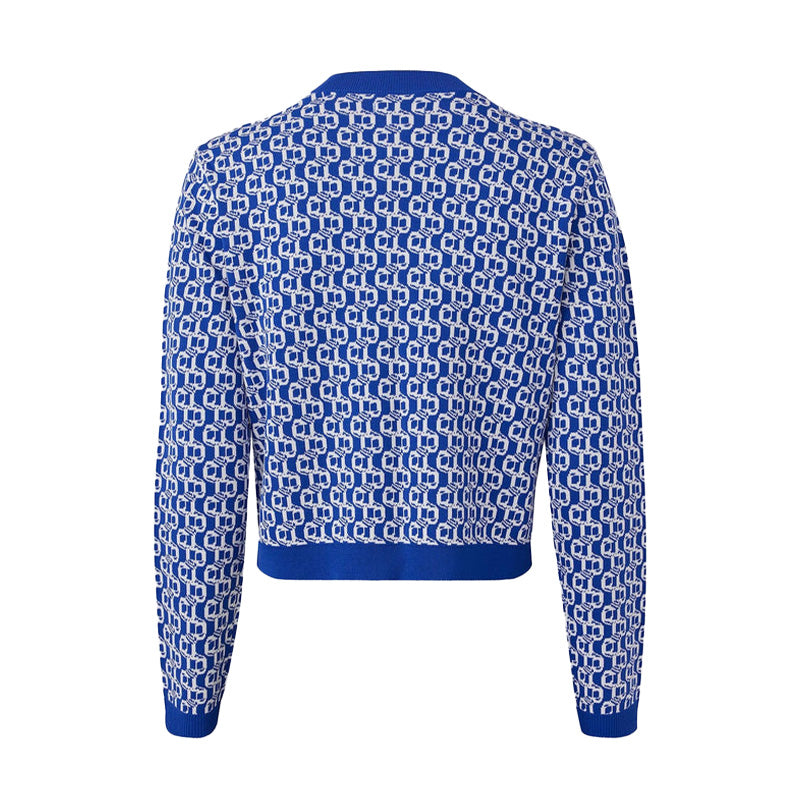 MALBON GOLF Amelia Women's Knit Cardigan (Marazine Blue/ Snow)