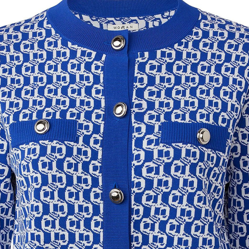 MALBON GOLF Amelia Women's Knit Cardigan (Marazine Blue/ Snow)