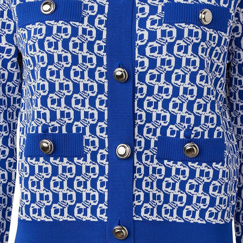 MALBON GOLF Amelia Women's Knit Cardigan (Marazine Blue/ Snow)