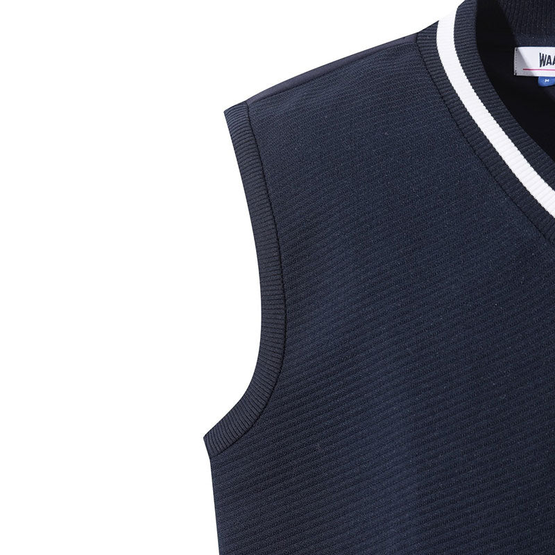 WAAC Men's V-Neck Knit Vest (Dark Navy)