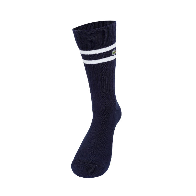 LACOSTE Ribbed Cotton Socks (Navy/Flour)