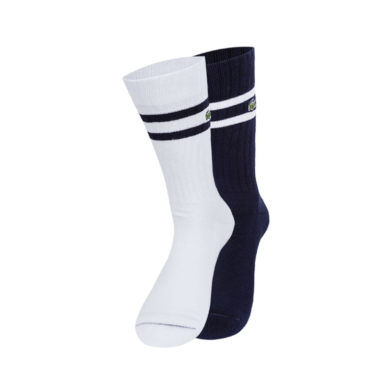 LACOSTE Ribbed Cotton Socks (Navy/Flour)
