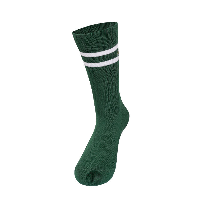 LACOSTE Ribbed Cotton Socks (Green/Flour)