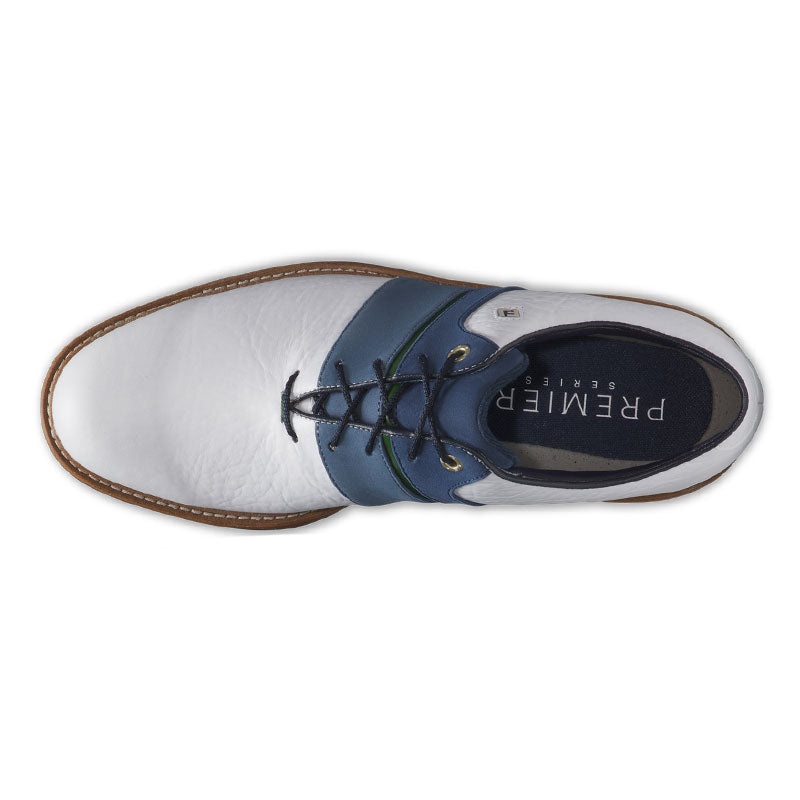 FOOTJOY Premiere Series Packard LX Men's Spiked Shoes (White/Navy/Tan)