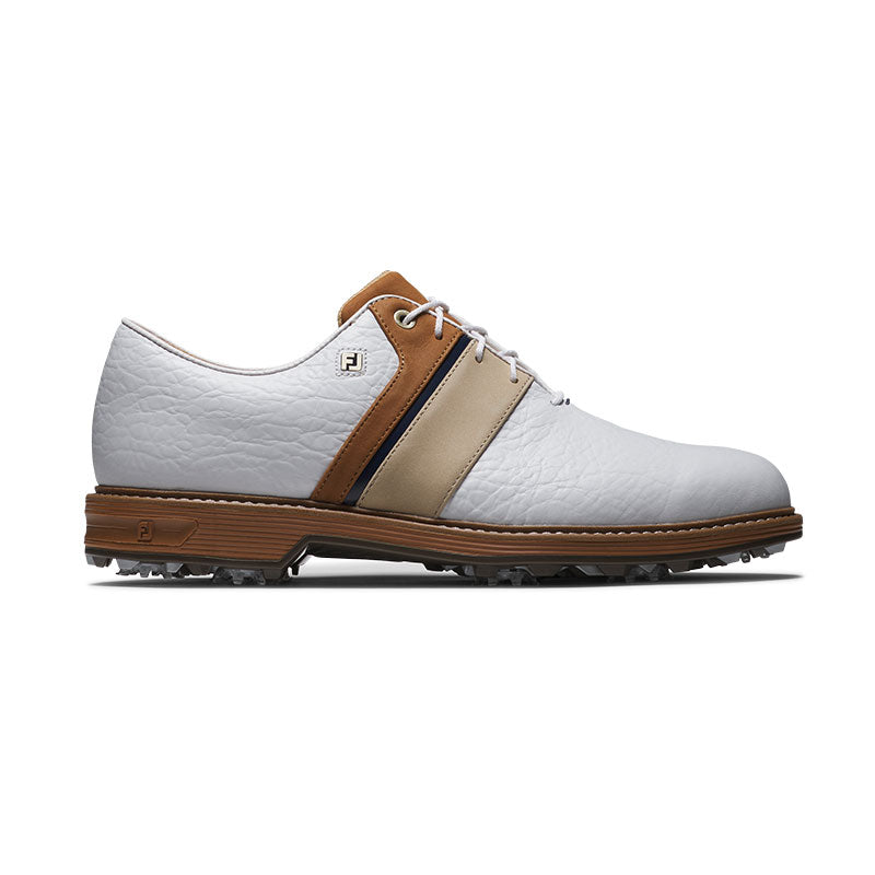 FOOTJOY Premiere Series Packard LX Men's Spiked Shoes (White/Khaki)