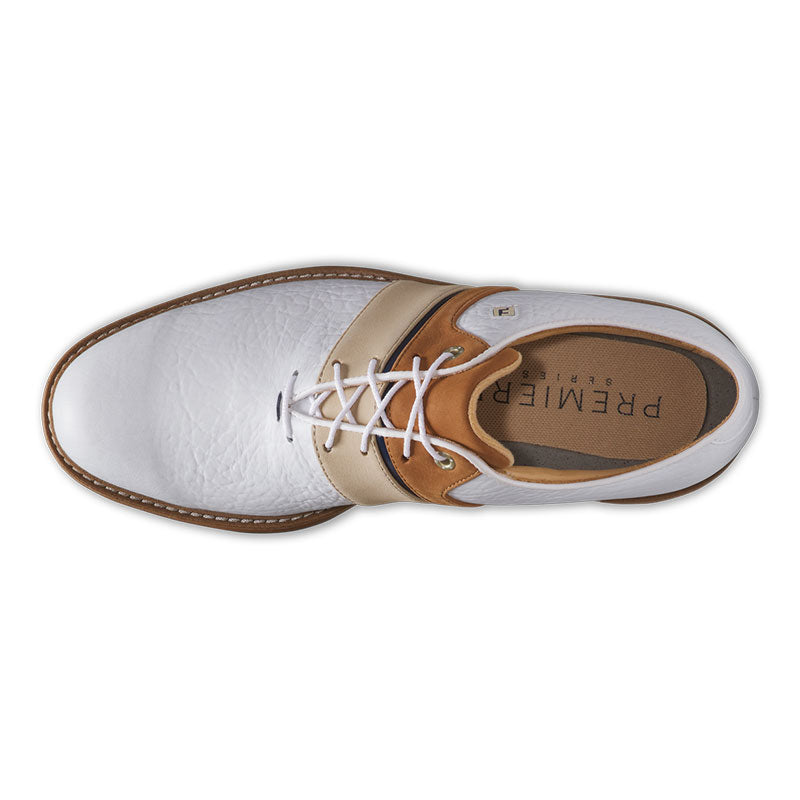 FOOTJOY Premiere Series Packard LX Men's Spiked Shoes (White/Khaki)