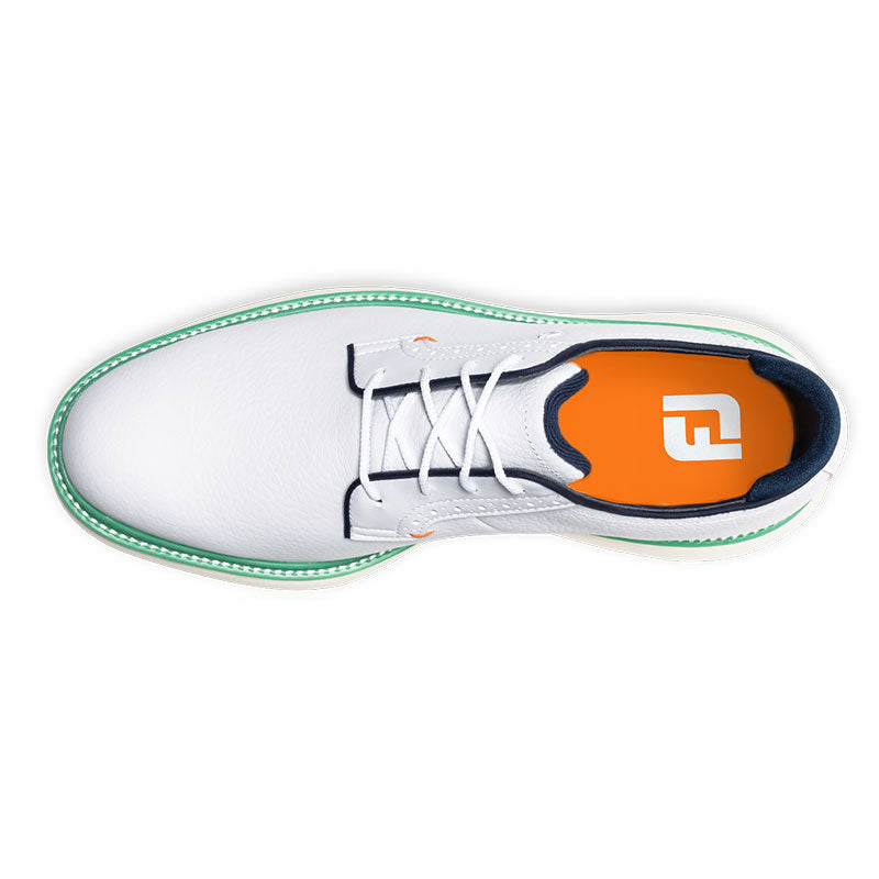 FOOTJOY Traditions Men's Spikeless Shoes (White/Navy/Teal)