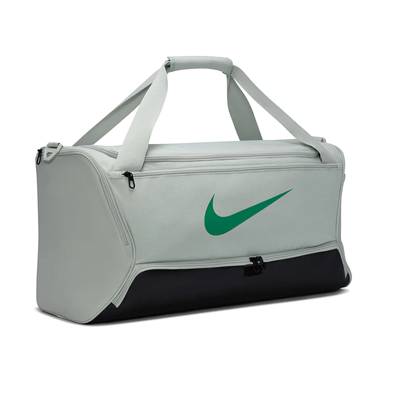 NIKE Brasilia 9.5" Duffle Bag (Silver/Black/Green)