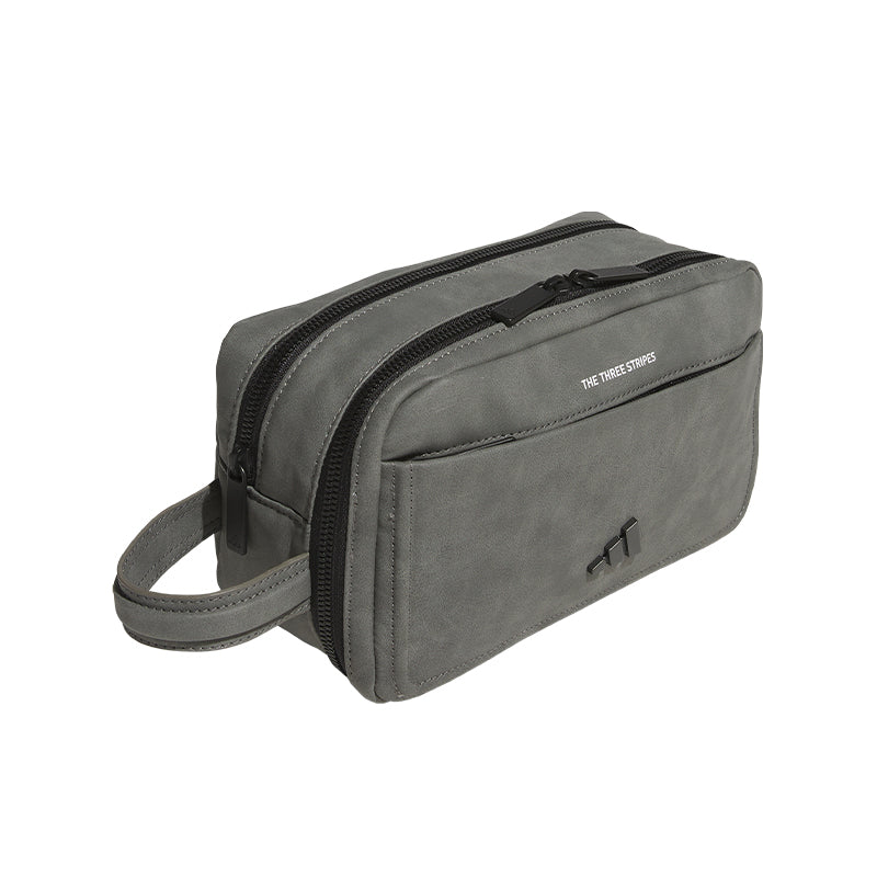 ADIDAS Polyurethane 2-Way Zip Pouch (Charcoal)