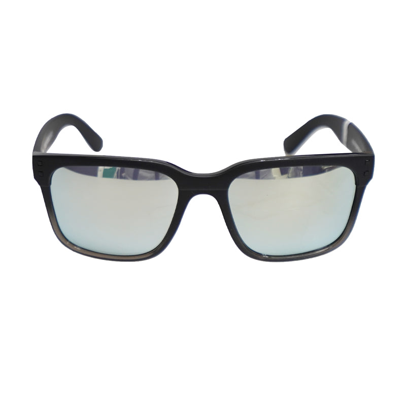 EPOCH EYEWEAR Romeo Polarized Smoke Flash Mirror Sunglasses (Black/Smoke)